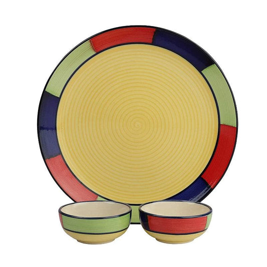 Ceramic Dinner Plate and 2 Bowl Set