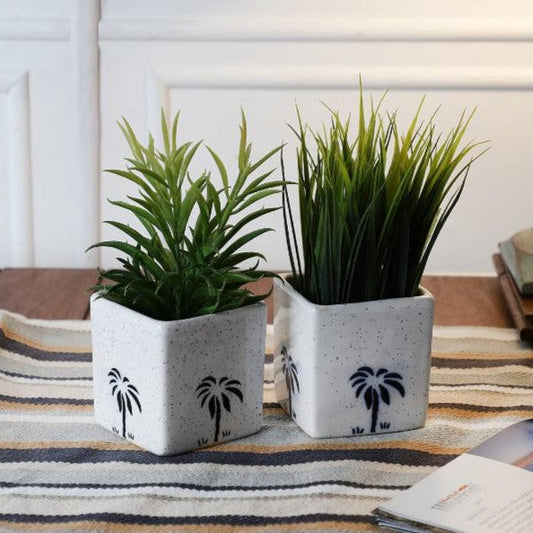 Hand Painted Ceramic Planters | Set of 2