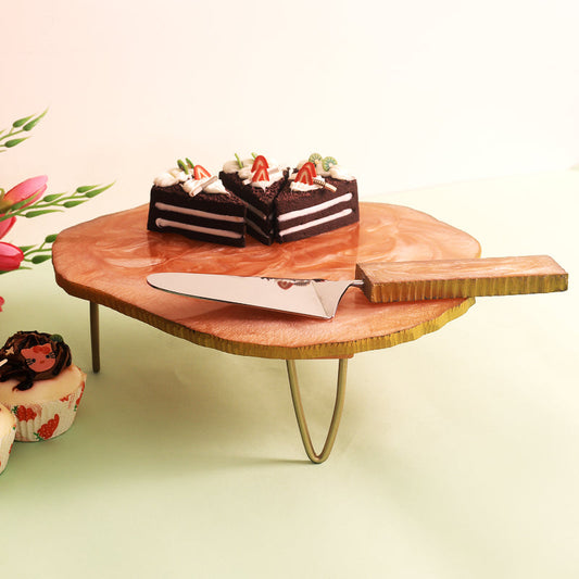 Granite Texture Cake Stand With Server | Multiple Colors