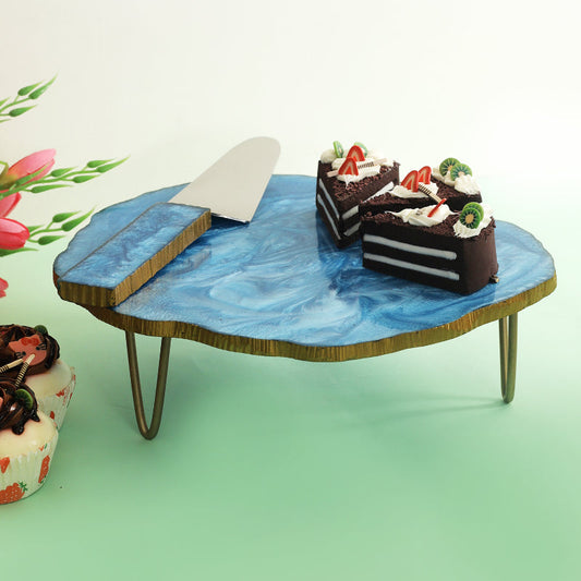 Granite Texture Cake Stand With Server | Multiple Colors