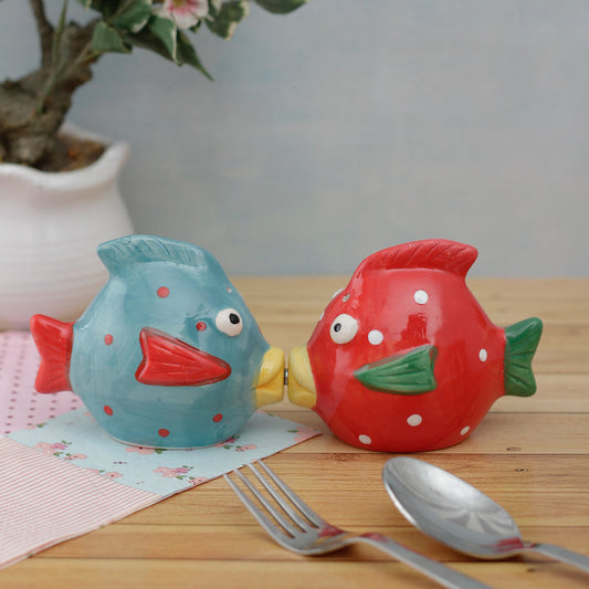 Cheerful Red & Blue Fish Salt and Pepper Shakers | Set of 2