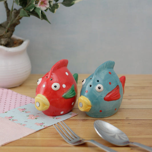 Cheerful Red & Blue Fish Salt and Pepper Shakers | Set of 2