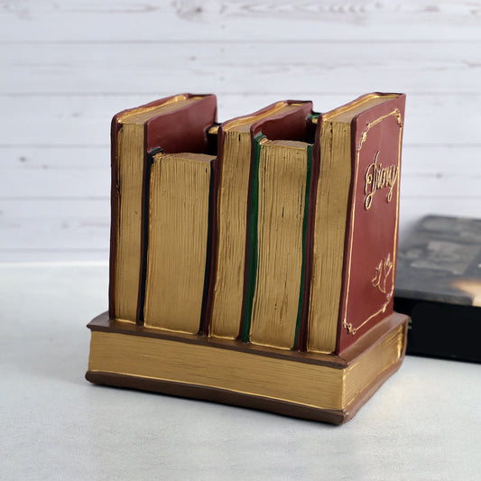 Brown Library Desk Organizer For Decor Showpiece