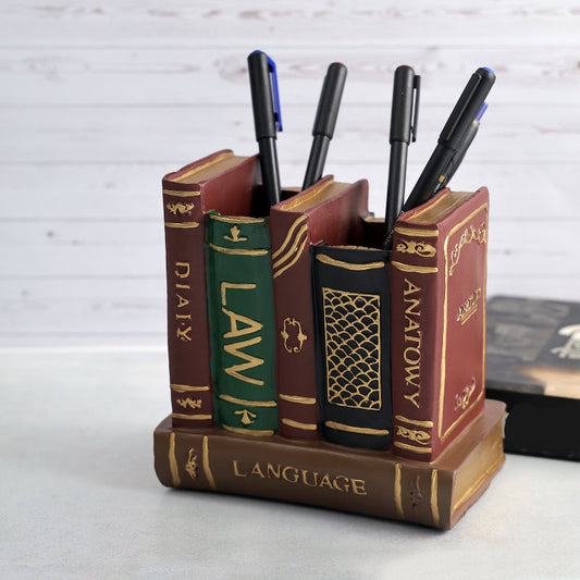 Brown Library Desk Organizer For Decor Showpiece