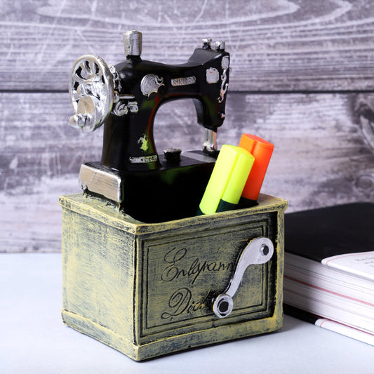 Green Sewing Machine Desk Organizer Decor Showpiece