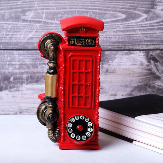 Vintage Red Phonebooth Decor Showpiece