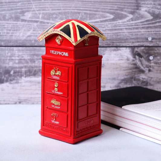 Classic Red British Phonebooth Vintage Decor Showpiece