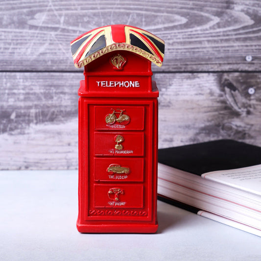 Classic Red British Phonebooth Vintage Decor Showpiece