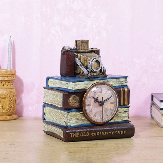 Library Camera Tabletop Clock Showpiece