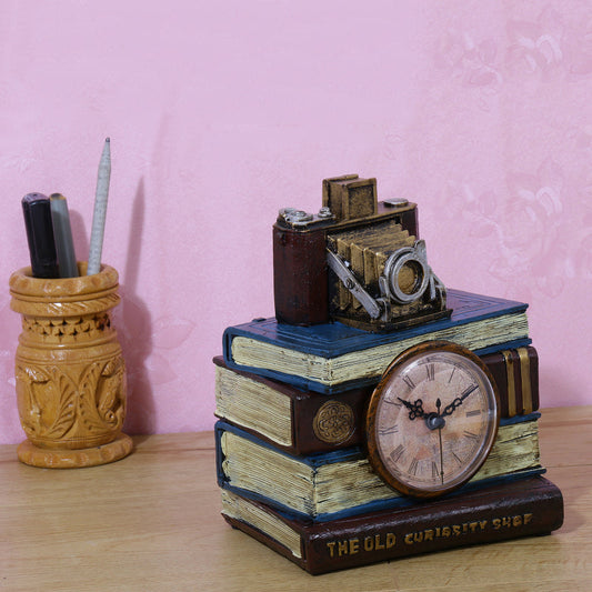 Library Camera Tabletop Clock Showpiece