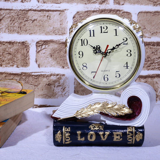 Vintage Books Tabletop Clock Showpiece | Multiple Colors