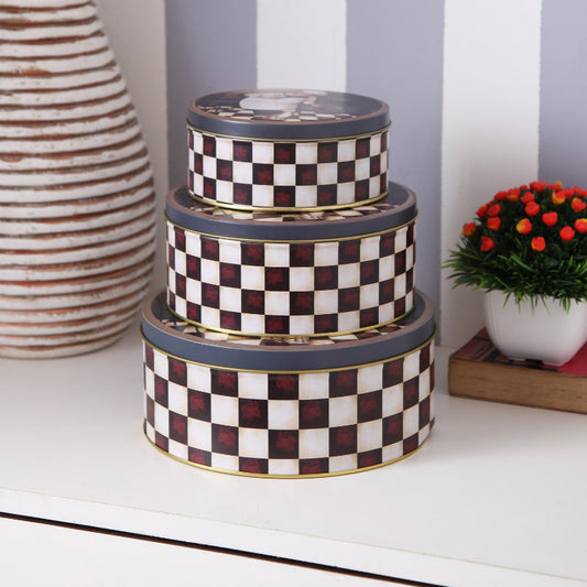 Charming Italian Chef Round Metal Tins | Mixed Size Combo | Set of 3