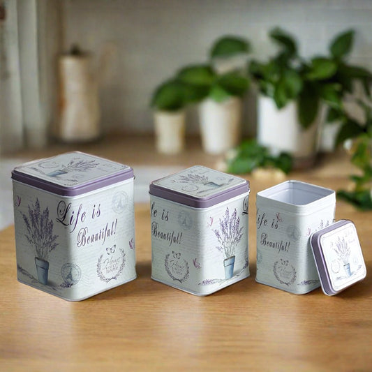 Lilac Storage Tins  | Set of 3