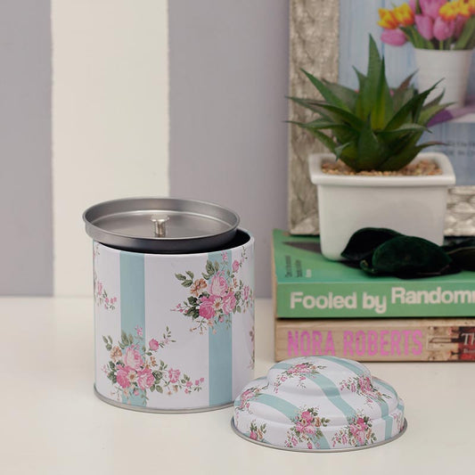 Floral Metal Tin Canister