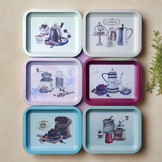 Vintage Coffee Serving Trays | Set Of 6