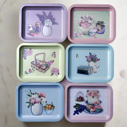 Vintage Bouquet Serving Trays | Set Of 6