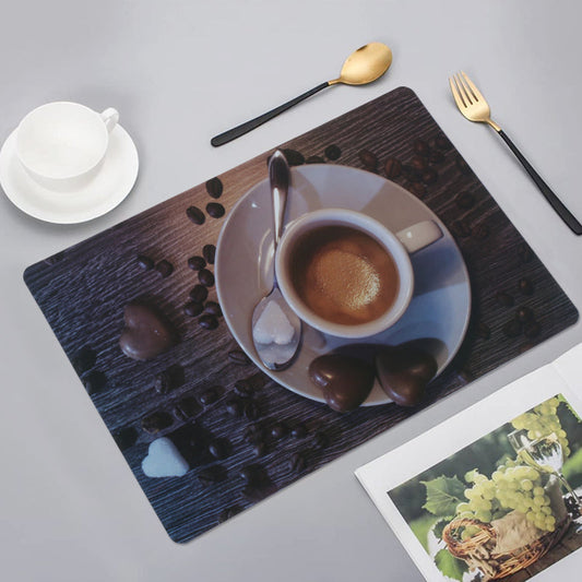 Romantic Ember Hearts Coffee Tablemats | Set of 6