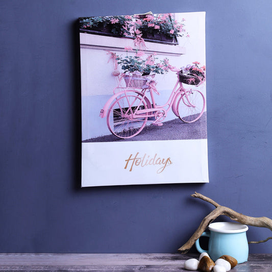 Whimsical Pink Bicycle Holidays Borderless Frame