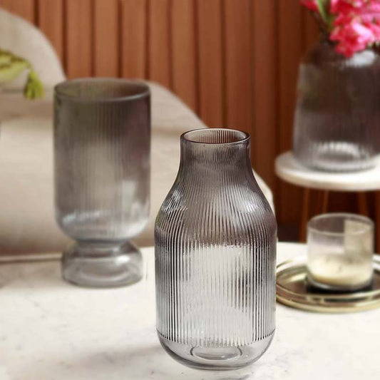 The Arc Charcoal | Grey Glass Vase