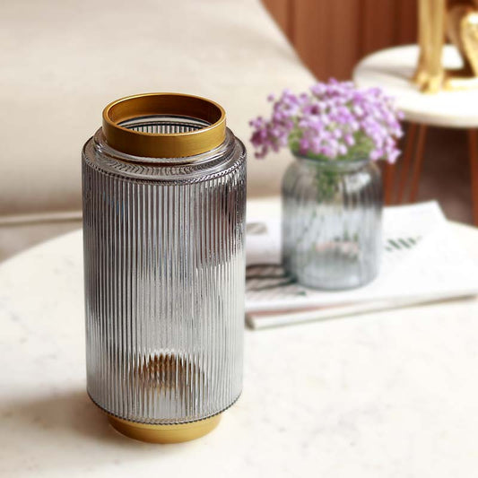 The Gilded Greystone | Grey & Gold Glass Vase