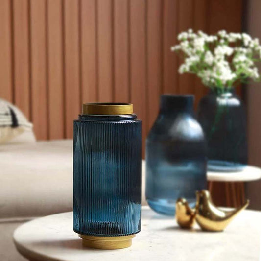 The Gilded Cobalt | Blue & Gold Glass Vase