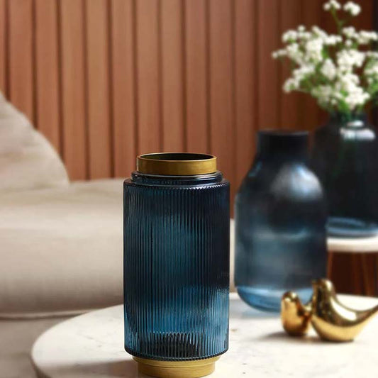 The Gilded Cobalt | Blue & Gold Glass Vase