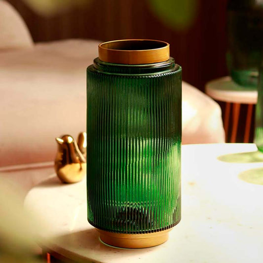 The Gilded Emerald | Green & Gold Glass Vase