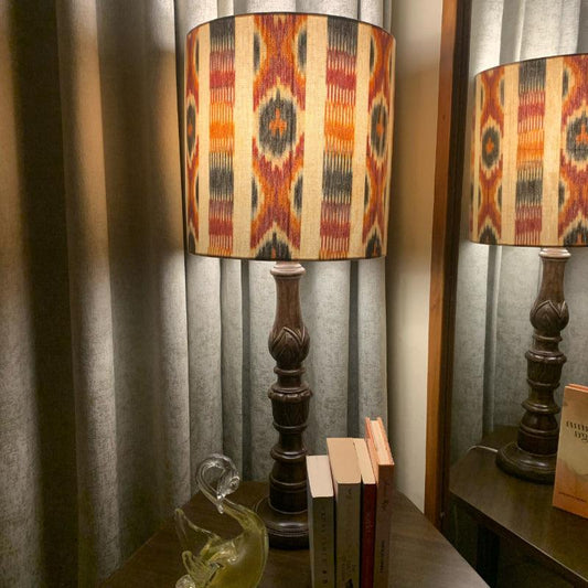 Brushstroke Ikat Pendant Lampshade With Black Pendant Fitting