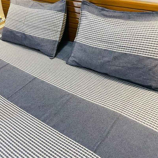 Grey Woven Handloom Cotton Bedsheet |  Double Size