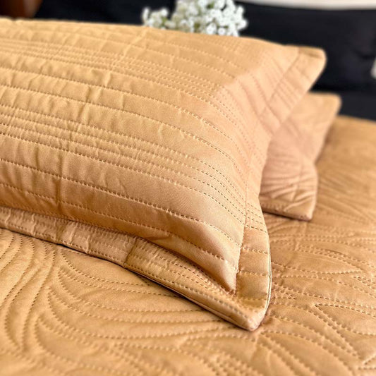 Golden Bedcover With 2 Pillowcases