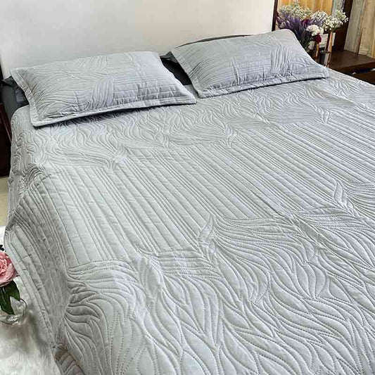 Grey Bedcover With 2 Pillowcases