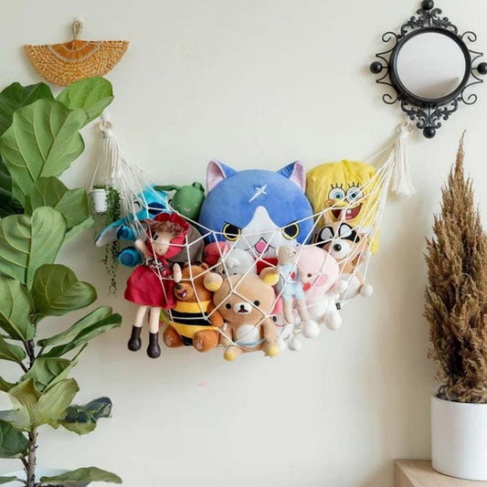 Classic Stuffed Animal Toy Hammock | Hanging Cotton Organizer Storage | Wall Shelf
