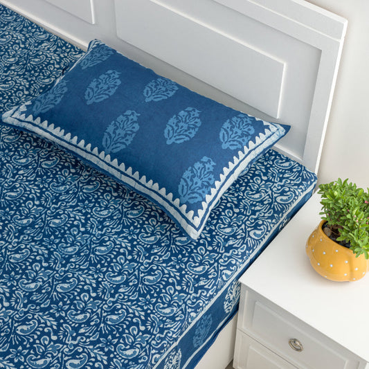 Intricate Indigo Dabu Print Bedding Set | Queen Size