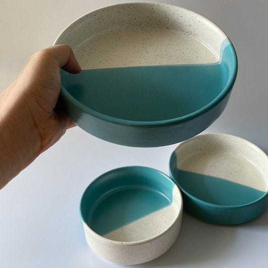 Dual Tone Ceramic Serving Bowls Set | Set Of 3