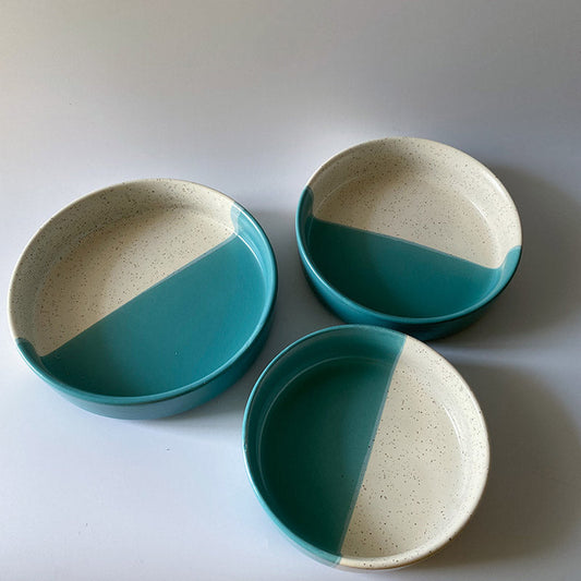 Dual Tone Ceramic Serving Bowls Set | Set Of 3