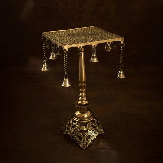 Authentic Brass Stool With Hanging Bells