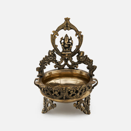 Traditional Decorative Brass Ganesh Urli Bowl