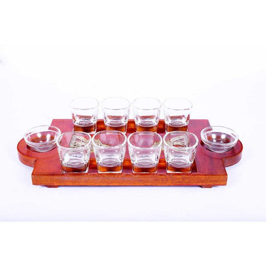 Mango Wood Triangular Shot Tray