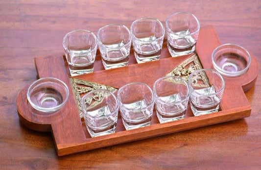 Mango Wood Triangular Shot Tray