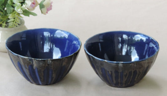 Royal Blue Ceramic Bowls | Set of 2