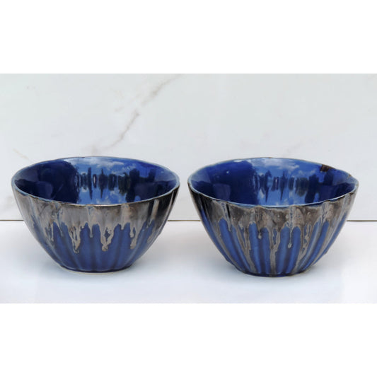 Royal Blue Ceramic Bowls | Set of 2