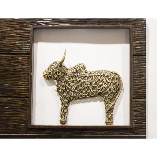 Jaali Nandi In Wooden Wall Frame