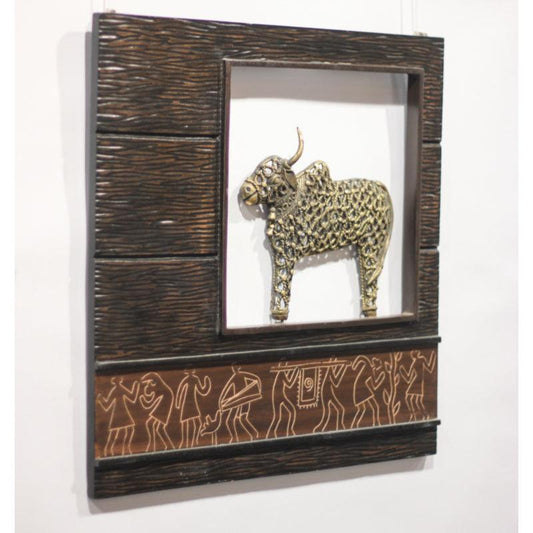 Jaali Nandi In Wooden Wall Frame