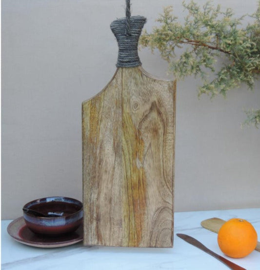 Wooden Chopping Board with Grey Handle