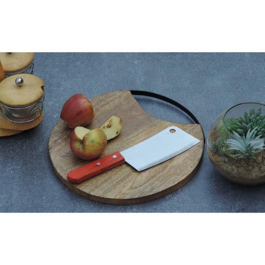 Wooden Oval Chopping Board with Metal Handle