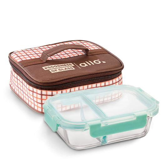 Sodie Safe Glass Lunch box with Break Free Detachable Lock with Cocoa Brown Bag Tiffin