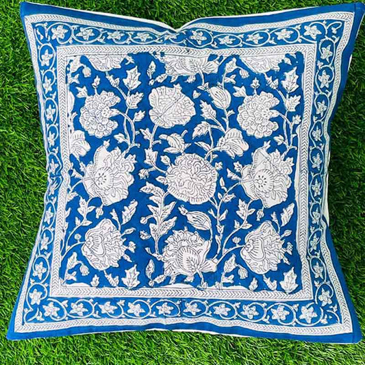 Blue Floral Quilted Cushion Covers | Set of 5 | 16x16 Inches