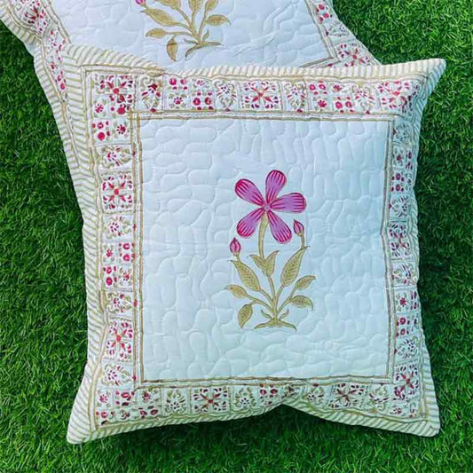 Lily Quilted Cushion Covers | Set of 2 | 16x16 Inches