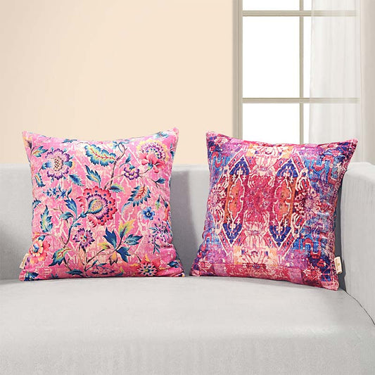 Neva  Foloral Design Cushion Covers | 16 x 16 Inch | Set Of 2