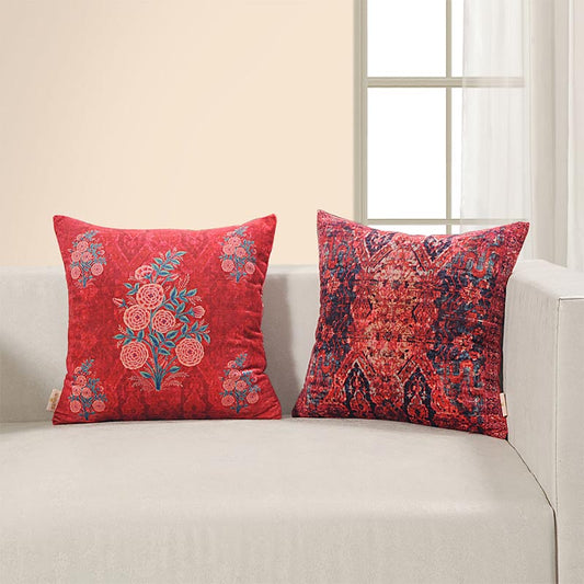 Siea  Foloral Design Cushion Covers | 16 x 16 Inch | Set Of 2